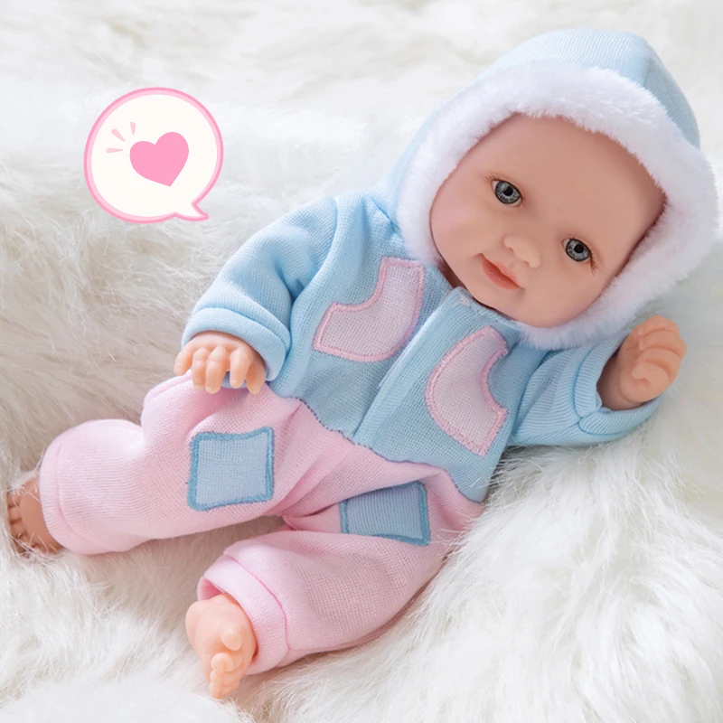 2024 New 11Inch/28cm Cute Rebirth Doll Simulation Baby Comfort Doll Vinyl Early Education Doll Blue/Pink Clothes Child's Gifts