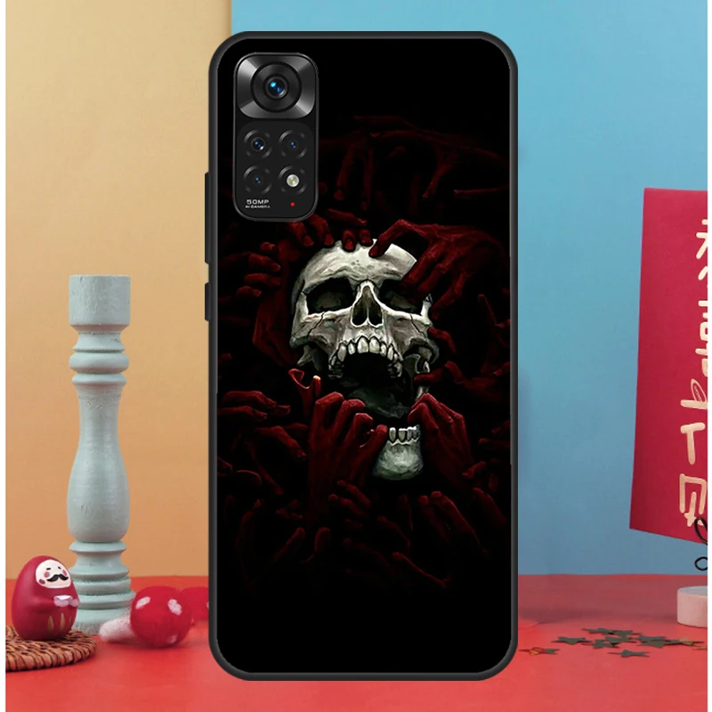 Gothic Skull Case For Xiaomi Redmi Note 11 10 9 7 Pro 10S 9S 8T Redmi 10 10A 10C 9A 9C 9T Soft Back Cover