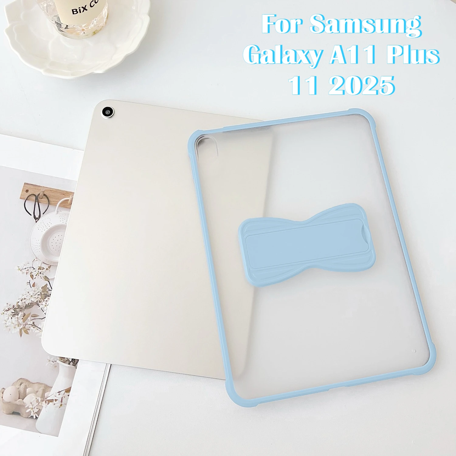 

2026 New Matte Clear Frosted Butterfly Bracket Case for Samsung Galaxy A11 + A9 Plus 11 " 8.7 Inch Hard PC Shockproof Back Cover