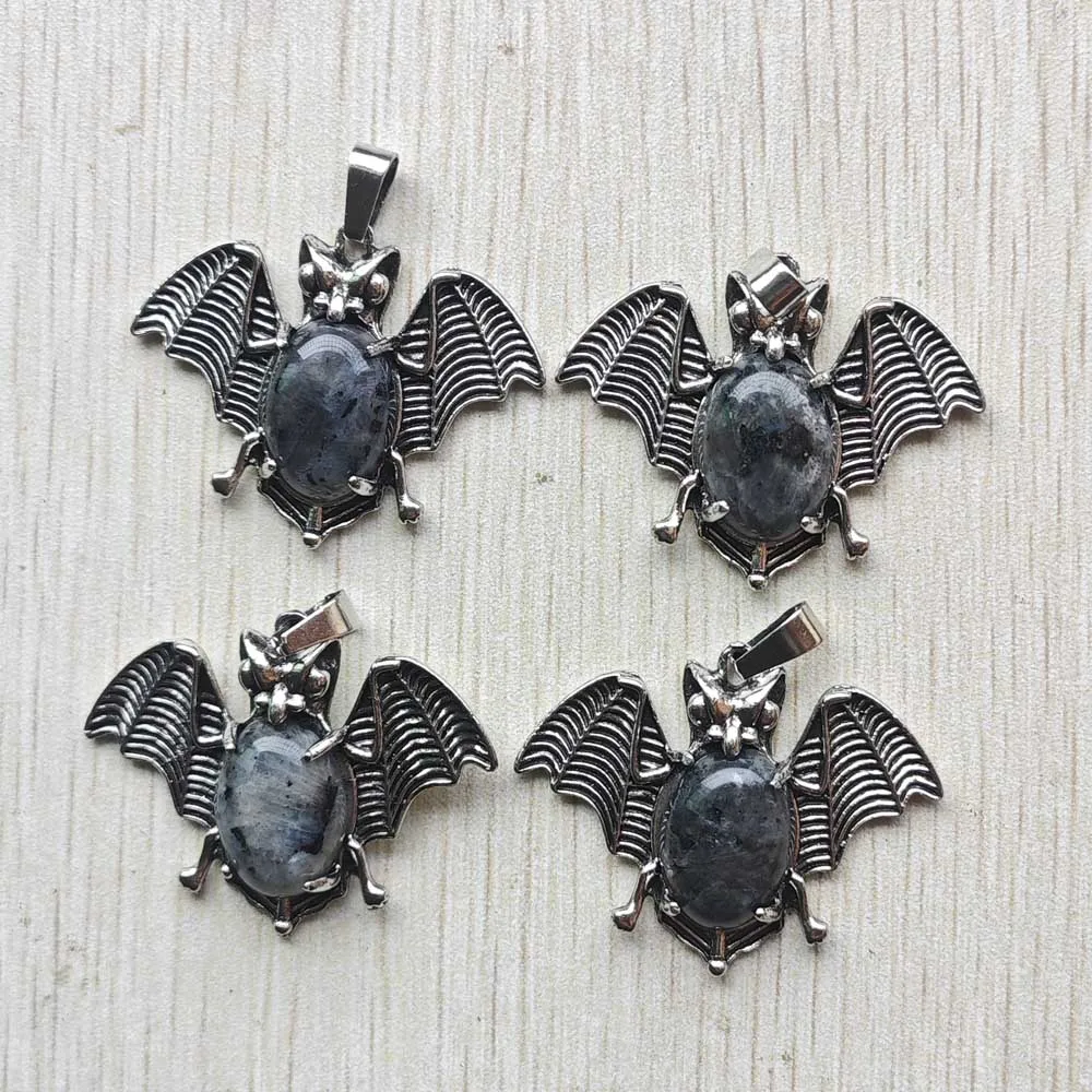 Fashion animal bat Natural quartz amethyst tiger eye stone crystal pendants for jewlery making wholesale 12pcs/lot free shipping image 3