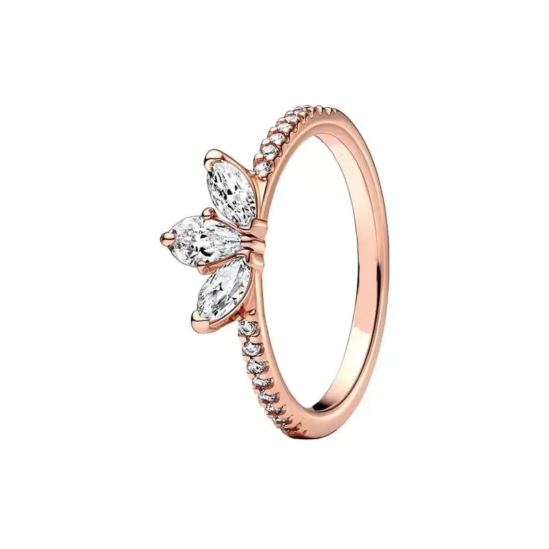 Classic 100%925 silver crown square zircon ring women fashionable and luxurious exquisite jewelry suitable for anniversary gifts