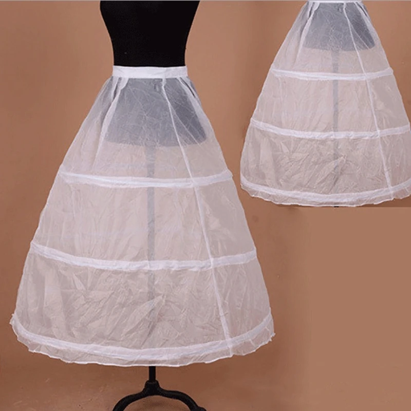 Einfache Frauen A-linie Voller Länge 3 Hoops Petticoat Hochzeit Slips Krinoline Unterrock