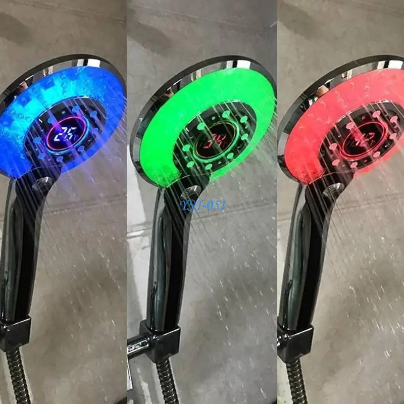 

E15A 3 Color LED Light Shower for Head Temperature Display Shower for Head Water Saving Handheld Shower Easy to install