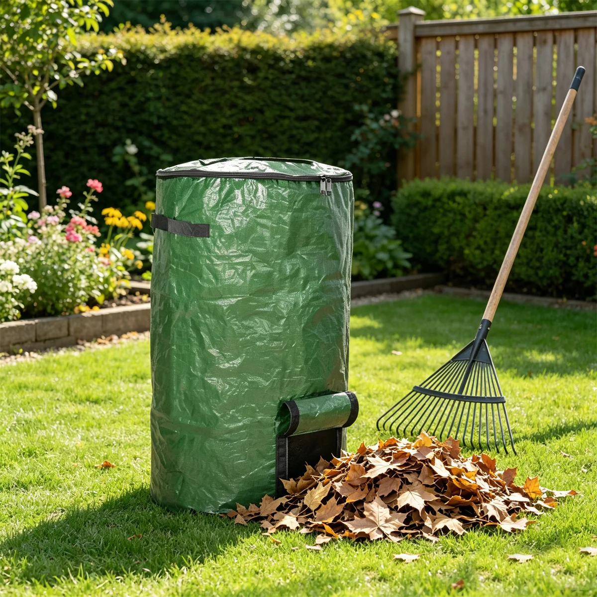 Contenedor de compostaje reutilizable para exteriores, bolsa para recoger residuos de alimentos en el jardín, con cierre de cremallera, accesorios, herramientas y suministros para el hogar y el jardín, ideal para la plantación.