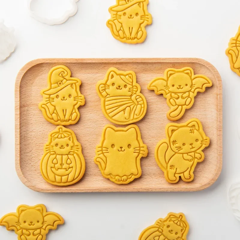 Cute Cat Halloween Fondant Cake Mold Biscuit Cookie Plunger Cutters Sugarcraft Cake Decorating Tools