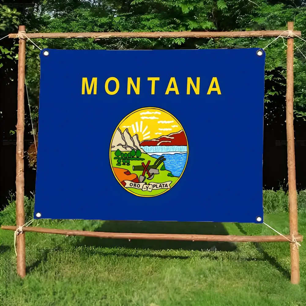 Montana State  Flags Daily four ring borderless design indoor outdoor decor easy hang install