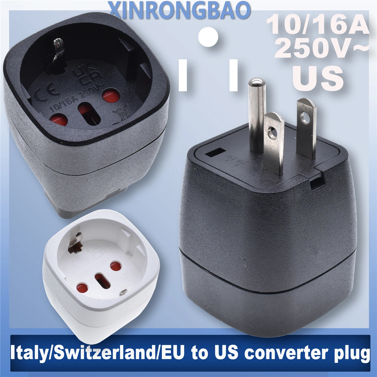 EU to US Converter Adapter 10A Type-E to Type-A Plug Travel European to America United State Canada,Japan,Philippines, Thailand