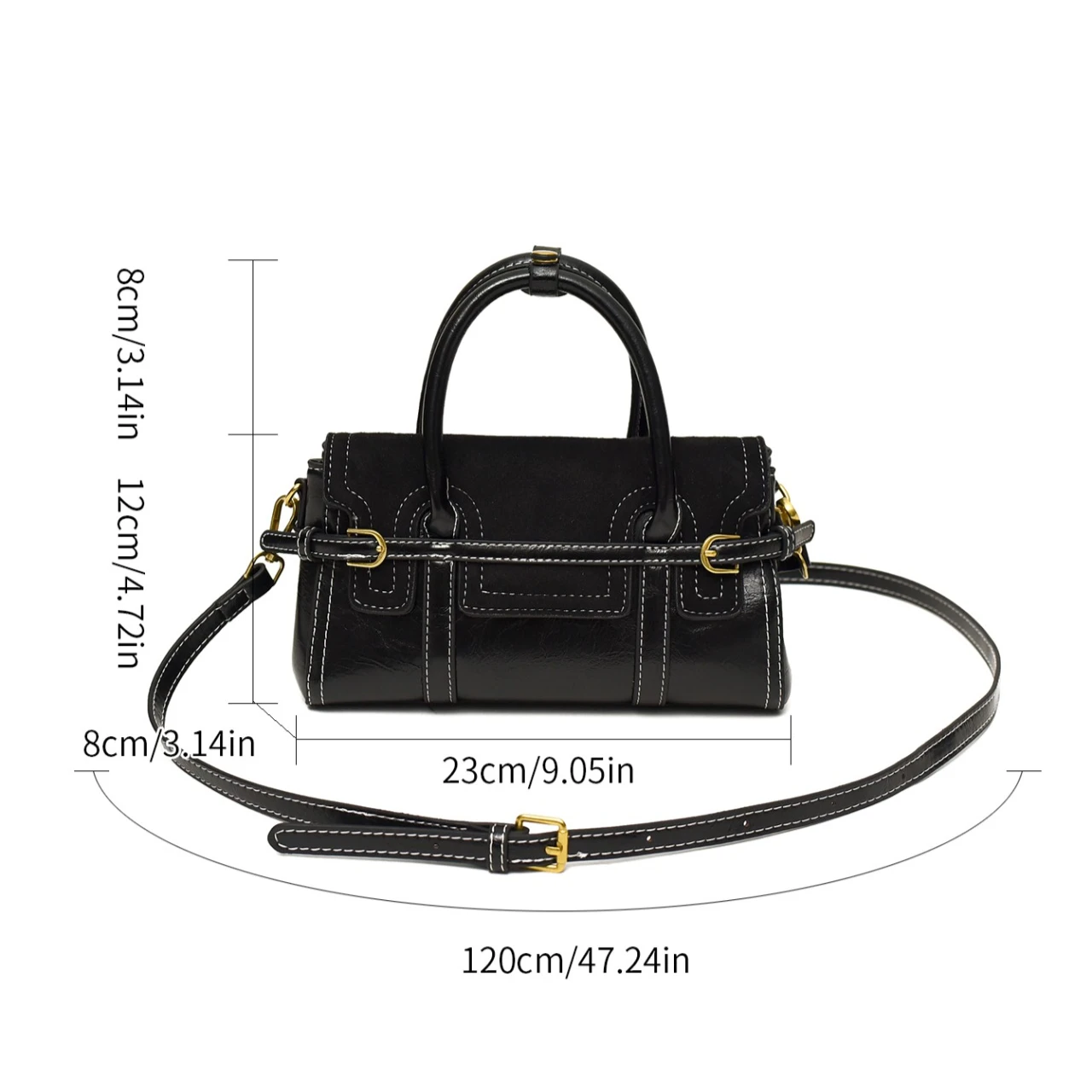 Suede PU Leather Boston Bag for Women, Luxury Designer Top Handle Crossbody Duffel with Gold Buckle Straps, Elegant Handbag