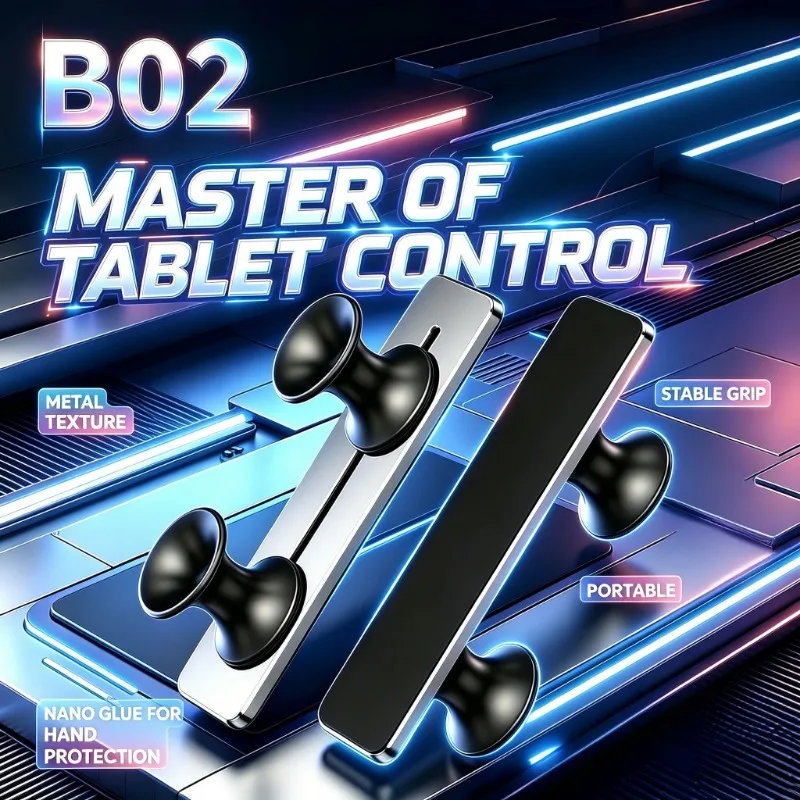 

B02 Portable 6 Fingers Linkage Tablet PC Adjustable Handle Grip Metal Silicone Texture Antislip Gaming Controller Stable Gamepad