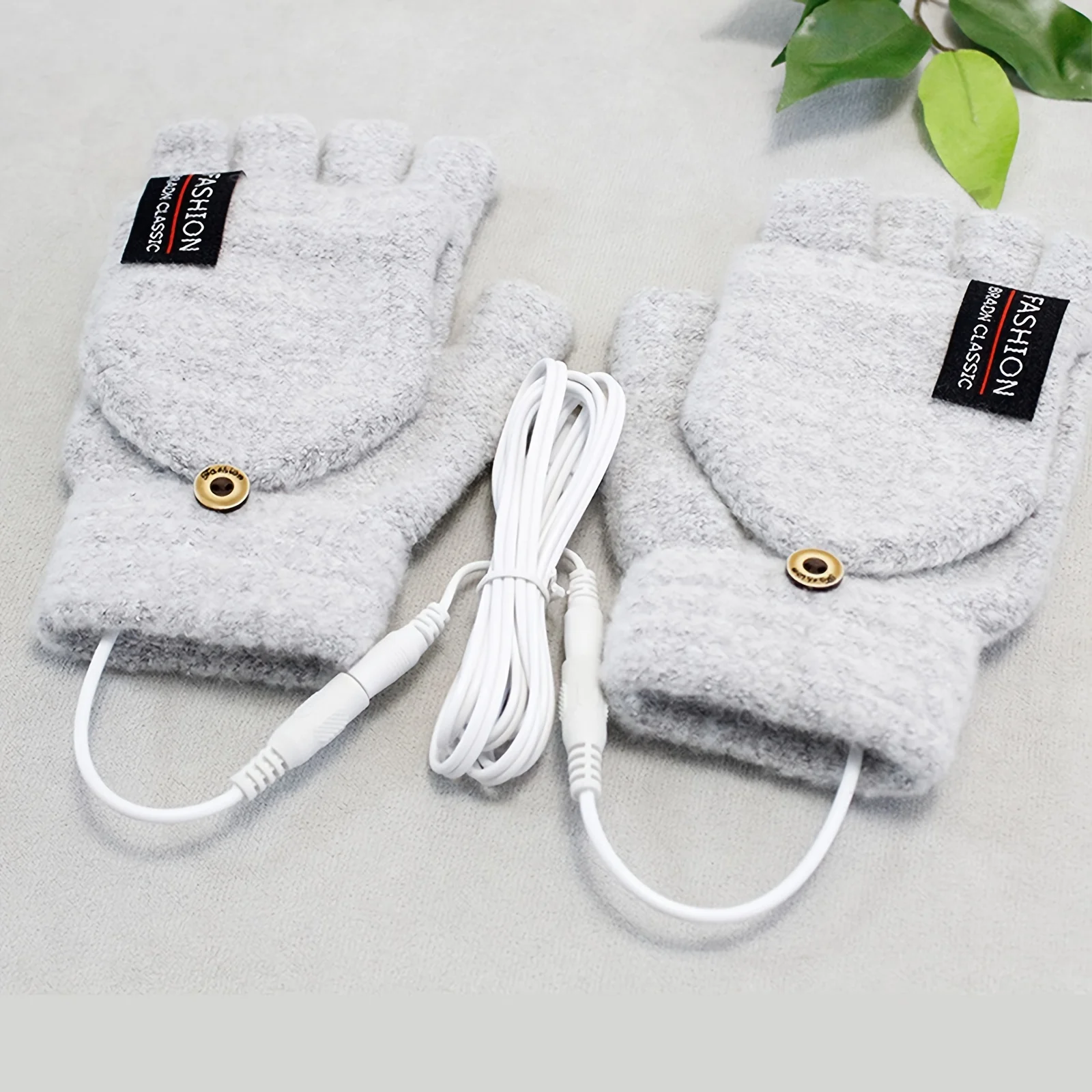 

Women's And Men USB Heating Gloves Knitted Hand Half Heated Fingerless + Clamshell Heating Heater With Buttons Washable Design G