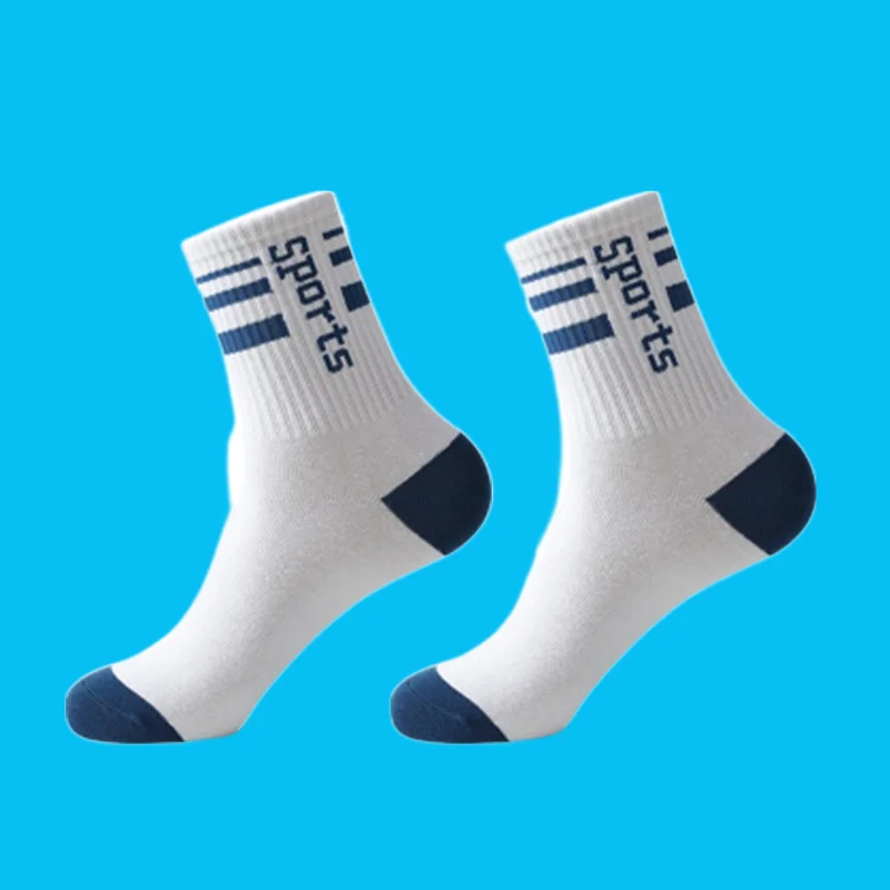 

4/8 Pairs New Sports Men's Socks Breathable Deodorant Summer Letter Middle Socks Combed Cotton Spring and Autumn Men's Socks