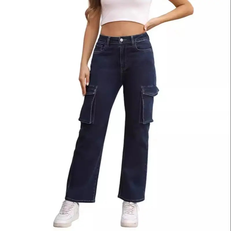 

2024 Women Retro Streetwear High Waisted Denim Pants Lady Baggy Straight Leg Wide Leg Pants Fashion Casual Jeans Female