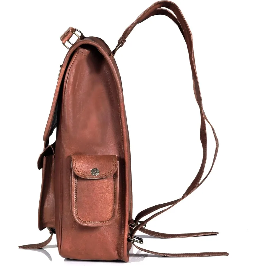 حقيبة ظهر كلاسيكية للكمبيوتر المحمول مصنوعة يدويًا من الجلد المحبب بالكامل ذات جودة عالية وحقيبة ظهر جلدية كلاسيكية ساحرة للرجال والنساء