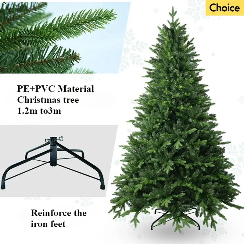 

Simulation Christmas Tree PE+PVC Encryption Material Large Christmas Tree 1.2m~3m for Indoor and Outdoor Christmas Decorations