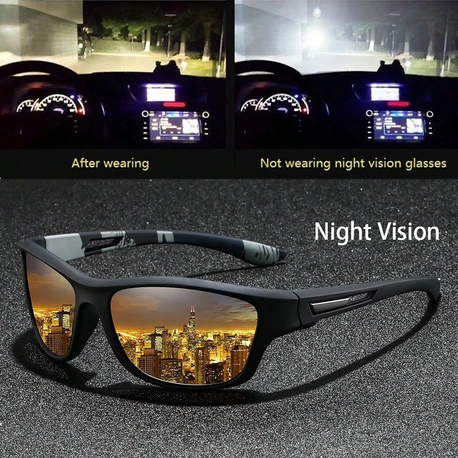 Gafas antideslumbrantes de visión nocturna amarillas, protección UV, gafas de policarbonato para hombres y mujeres, gafas de sol para conducir, pescar y playa