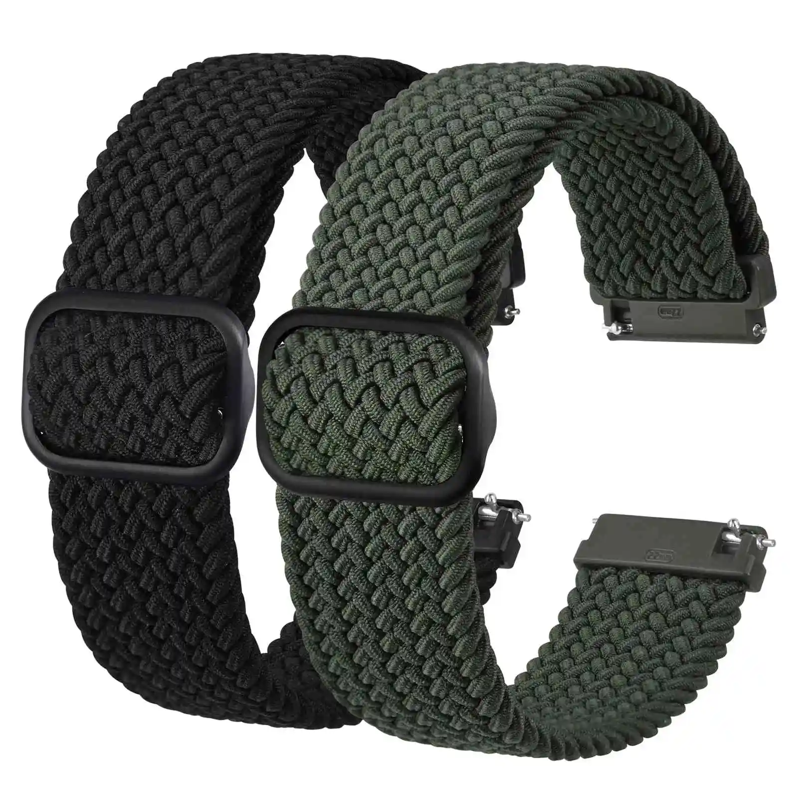 

BISONSTRAP Nylon Watch Strap, 16mm 18mm 19mm 20mm 22mm 24mm Adjustable and One Piece Watch Strap, Quick Release Two Piece Pack