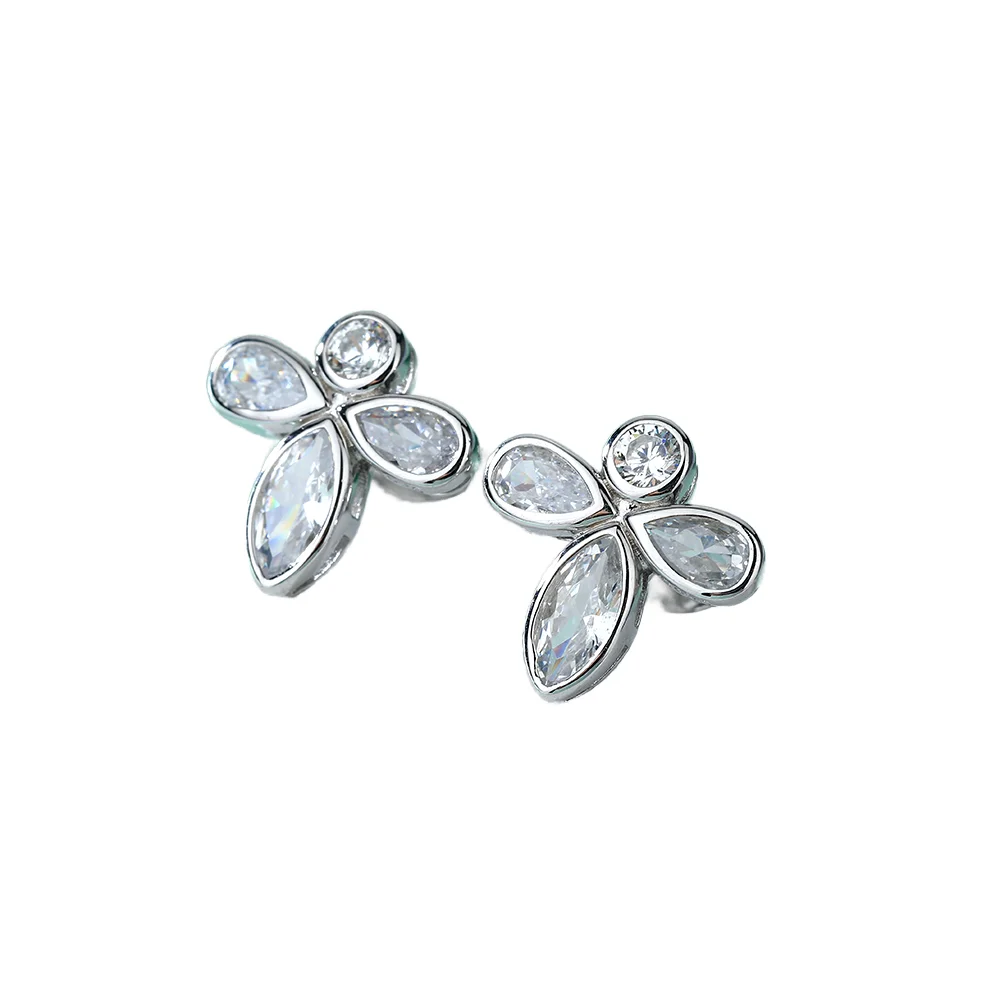 

Sun Star 925 Sterling Silver Cubic Zircon Stud Earring Fashionable Geometric Jewelry for Weddings Parties Gifts