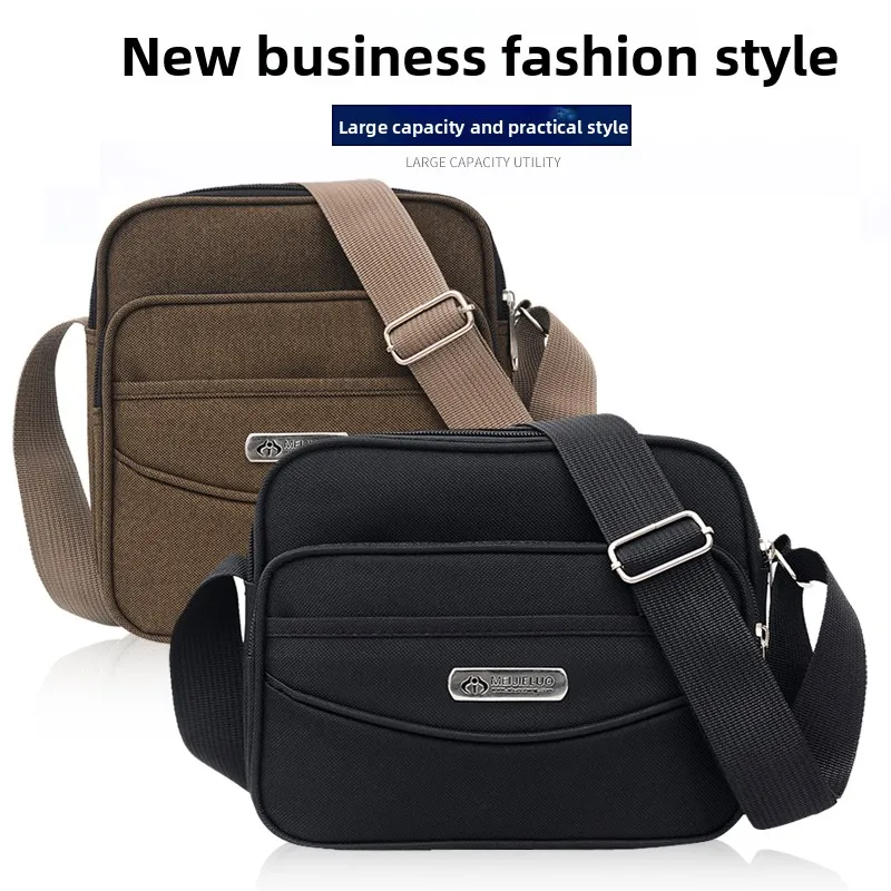 

Повседневная мужская сумка через плечо из канваса и ткани Оксфорд, спортивная сумка-кошелек, уличный тренд, с мягкой ручкой, на молнии, маленькая квадратная