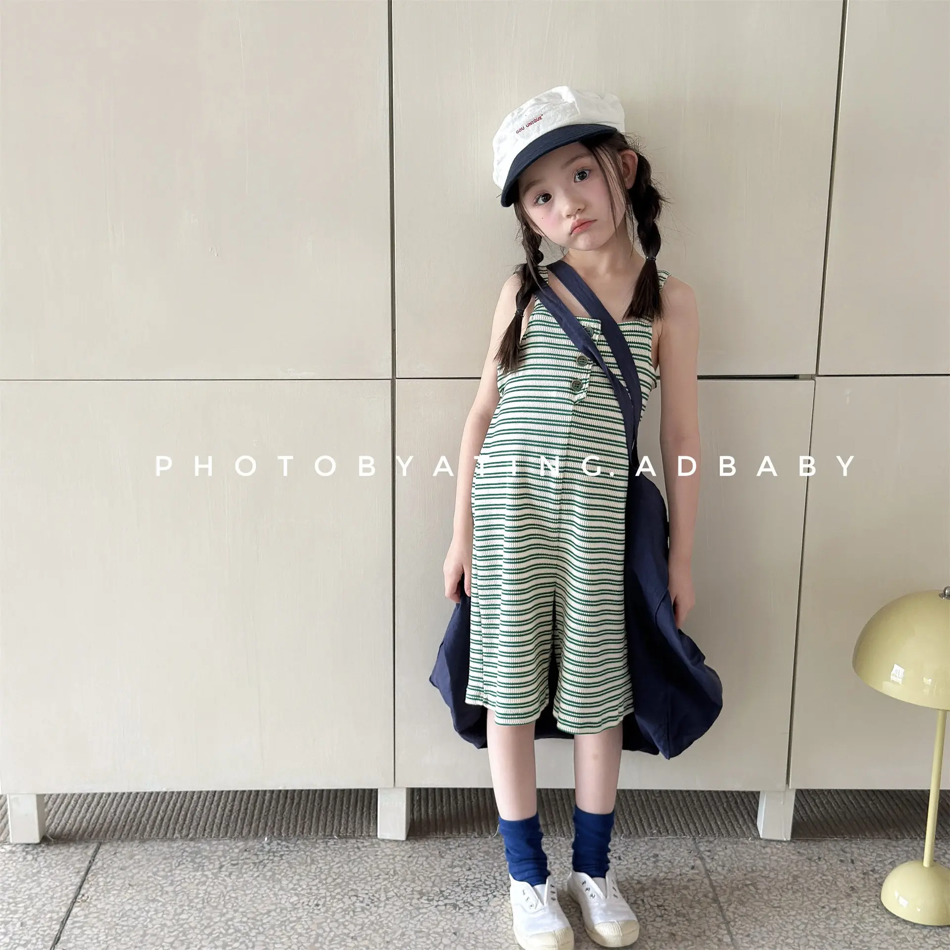2026 Summer New Children Loose Casual Overalls Toddler Girls Sling Jumpsuit Cotton Boys Thin Striped Strap Shorts Kids Clothes image 4