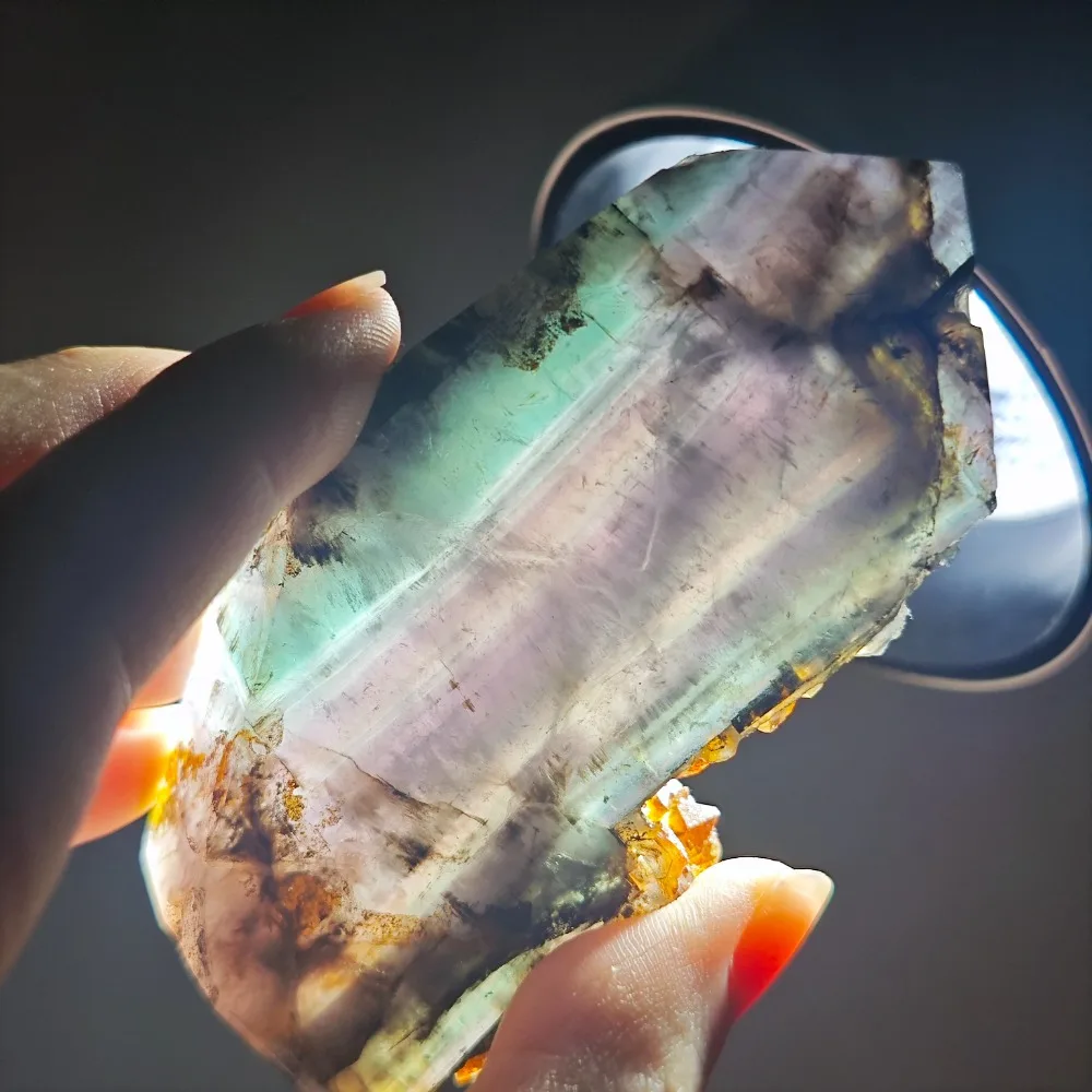 

1pc Stunning Rainbow Fluorite Druzy Tower - Vibrant Purple, Green, and Clear Layers, Perfect for Collection,Ideal for Christmas