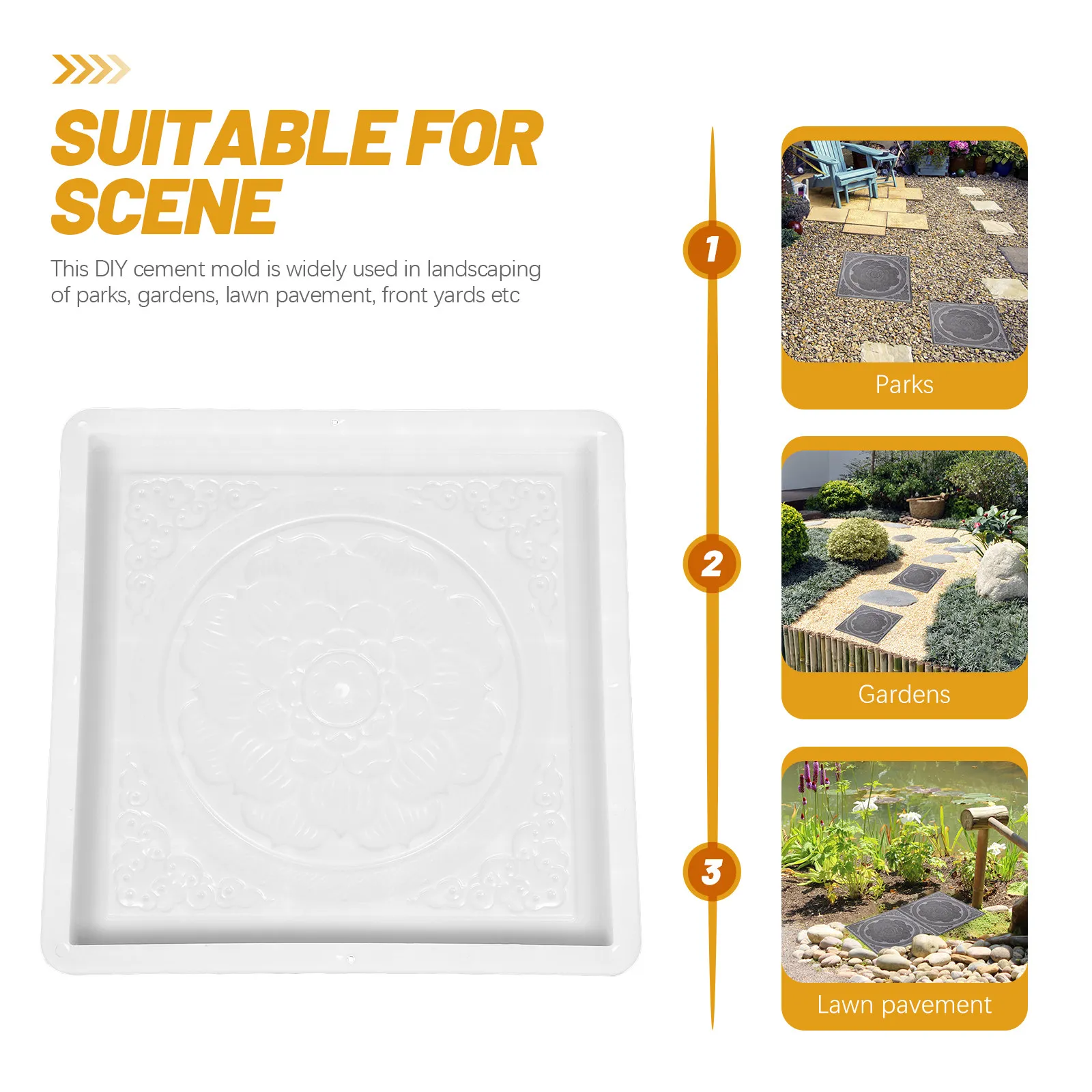 Cement Mold for Concrete Paving Chinese Style Vintage Walkway Tile Maker Garden Path DIY Stepping Stone Pavement Floor
