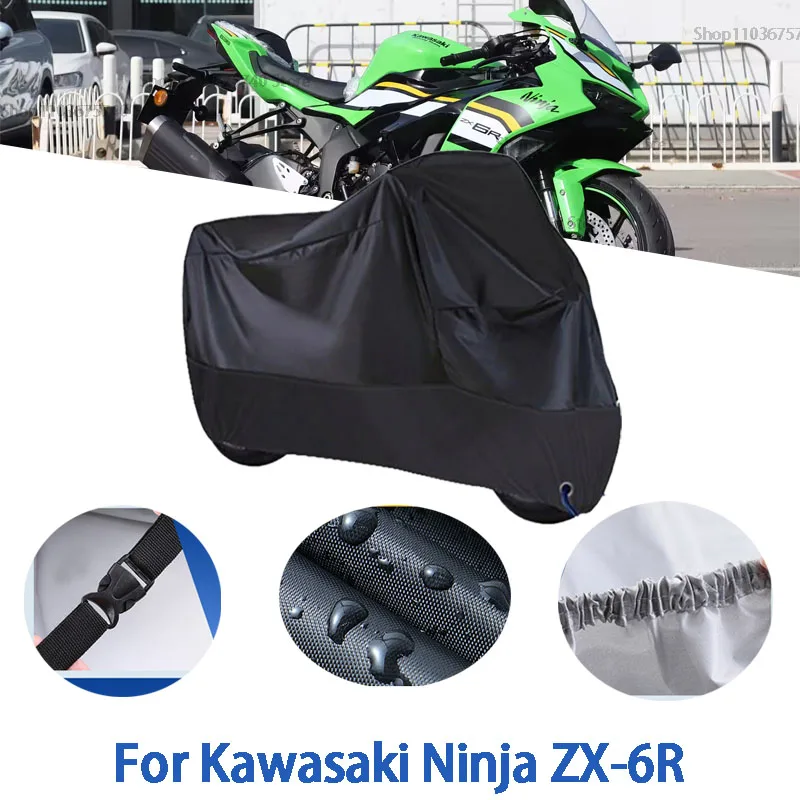 

Motorcycle Full Covers For Kawasaki Ninja ZX-6R Car Outdoors Sun Protection Dust No Ear Thickened Oxford Clothcover Accessories
