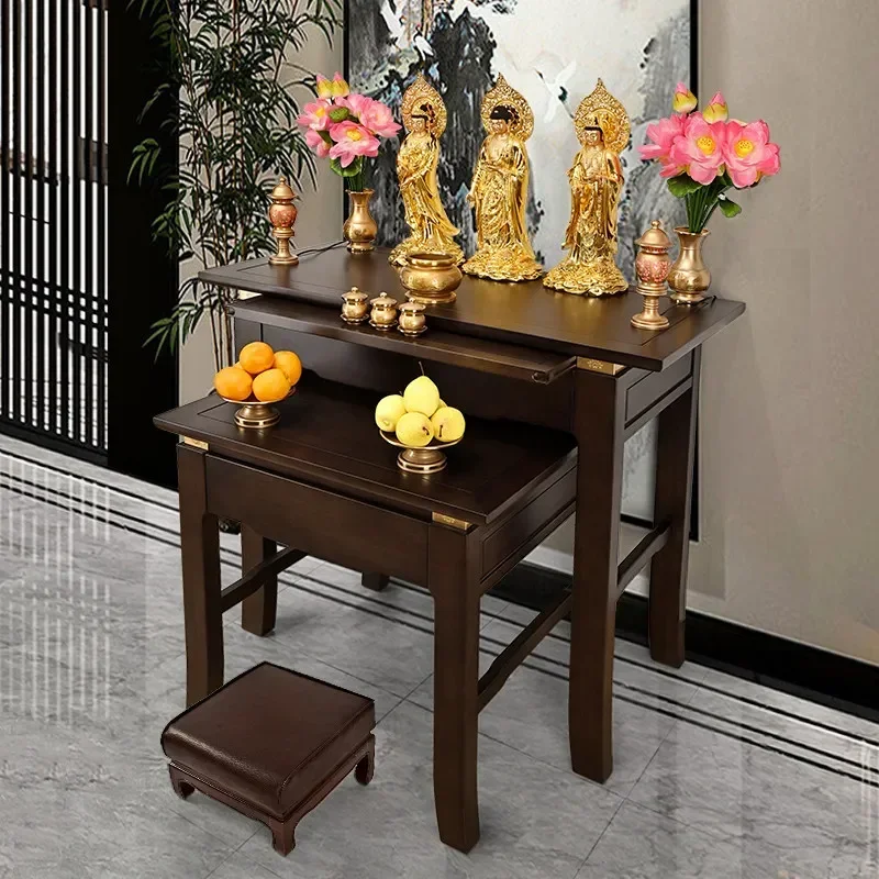 Solid Wood Buddha Table Simple Household Buddhist Platform Incense Holder New Chinese Style Wealth God Entrance Altar Desk