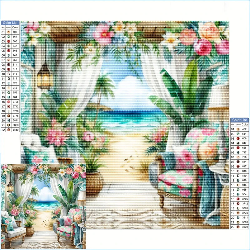 

Diamond Embroidery Tropical Beach Scene In A Summer Living Room Landscape Diamond Art Fantasy Arts And Crafts Suppliers Adults