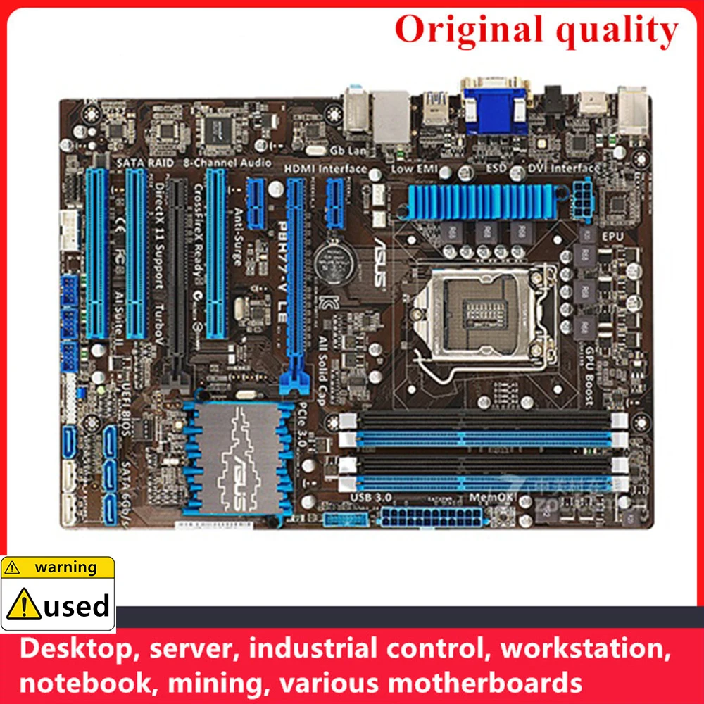 

For P8H77-V LE Computer Motherboard LGA 1155 DDR3 For Intel H77 P8H77 Desktop Mainboard SATA II PCI-E X16 Used