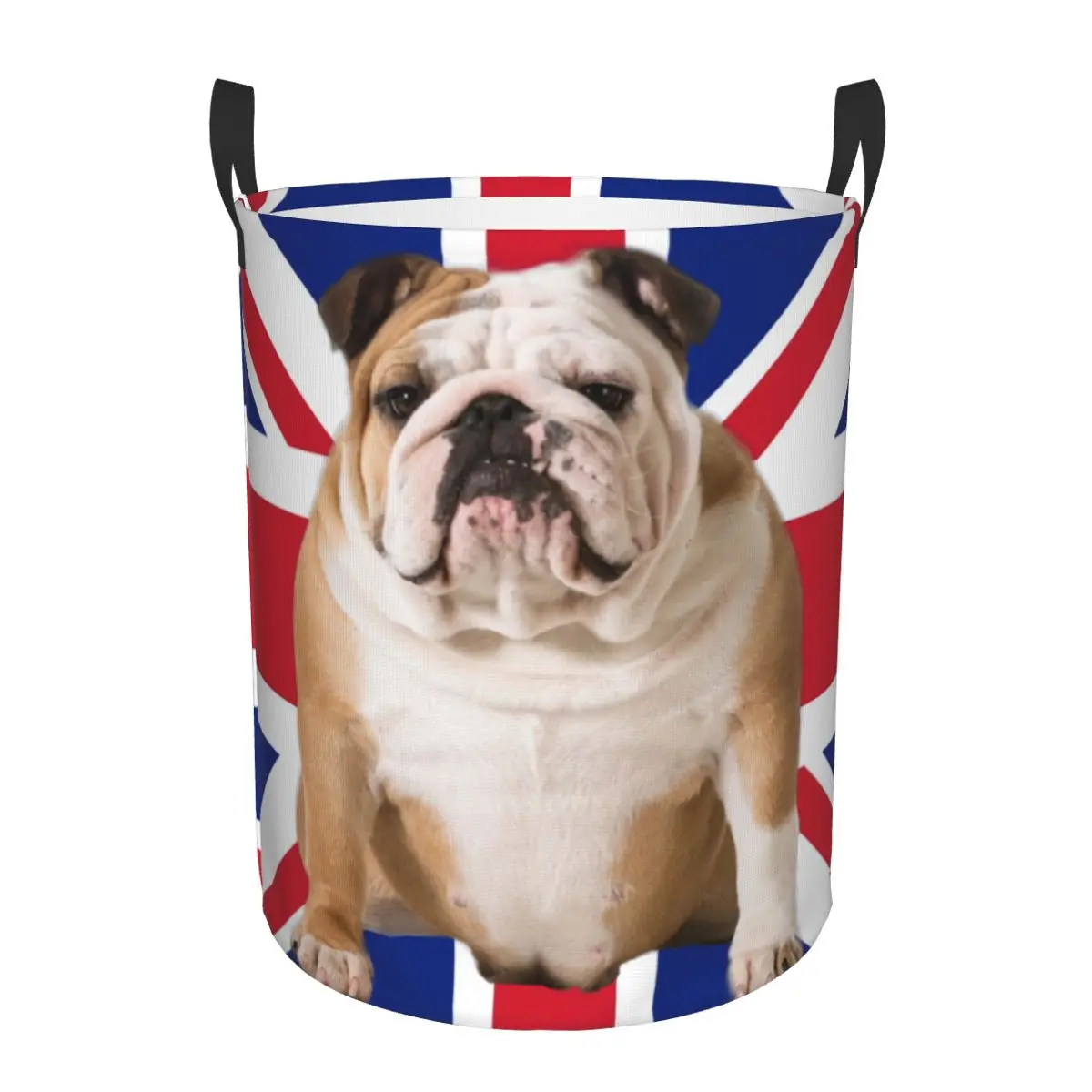 

Union Jack English Bulldog Laundry Basket Foldable British Flag Patriotic Dog Clothes Toy Hamper Storage Bin for Kids Nursery