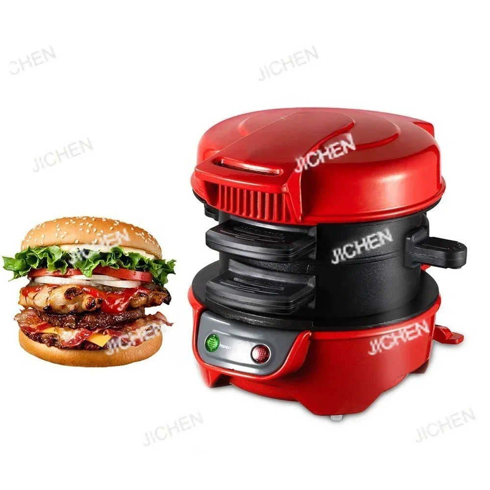 

ZQT бытовая сэндвичница, машина для завтрака, жареное яйцо, электрическая машина для выпечки гамбургеров, черный гамбургер