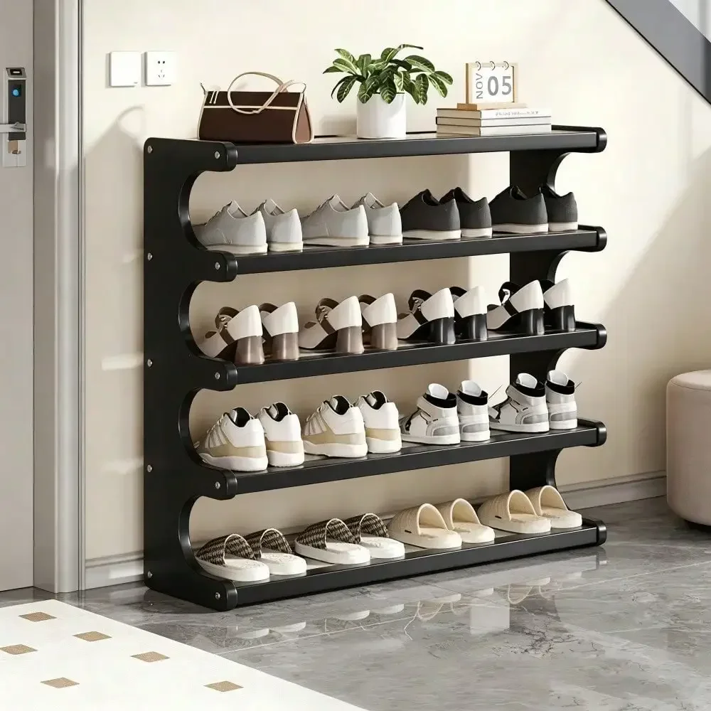 Breathable Rattan Shoe Rack With An Arched Frame, Freestanding Shoe Storage Organizer That Saves Space And Provides Stability, Ideal For Entryways, Hallways, Bedrooms, And Home Decor.