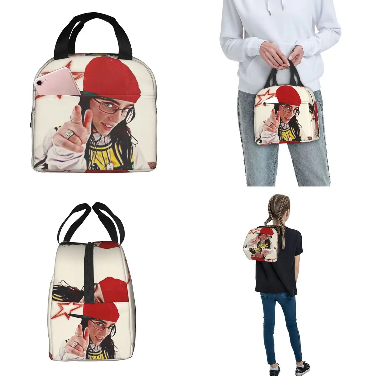 B-Billie-Girl E-eilish American Singer Thermal Insulated Lunch Bag for Office Portable Food Bag Cooler Thermal Lunch Boxes
