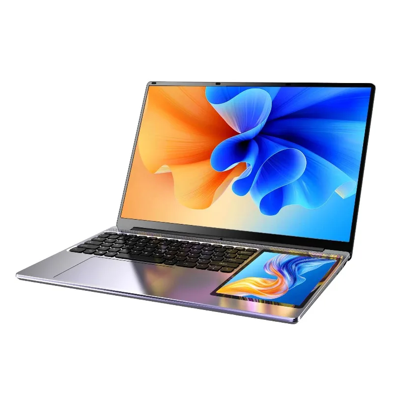 Livro de jogos fino e leve, design comercial portátil de escritório 15,6 polegadas + 7 polegadas