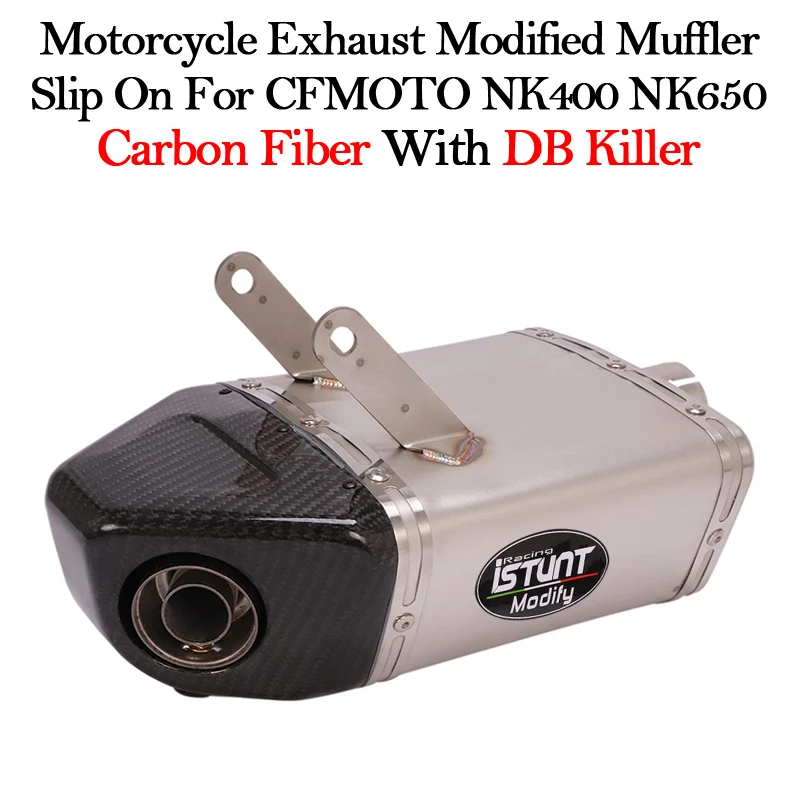 Escape Modificado para Motocicleta CFMOTO NK400 NK650 NK 400, Tubo de Enlace Medio, Silenciador, DB Killer