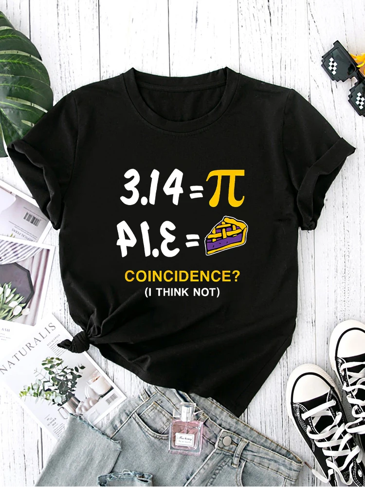 Funny Pi Math Formula Algebra Equation Design Women\'s Crew Neck Casual Short Sleeve Premium T-shirt