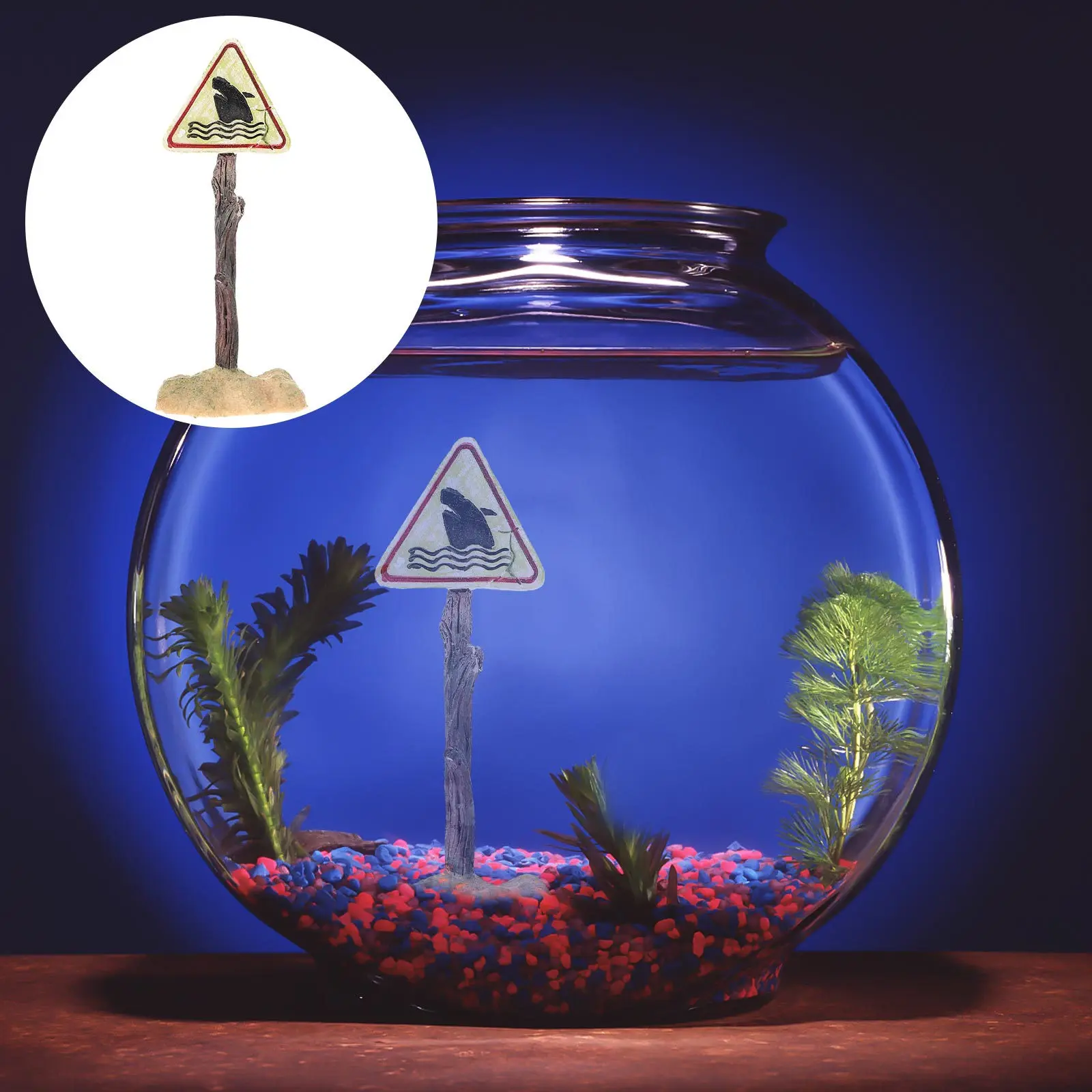 

1Pcs Resin Shark Warning Sign Aquarium Decoration Fish Tank Landscaping Decor Vivid Pattern Wear Resistant Fish Tank Ornament