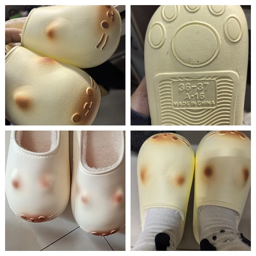 3D Schwarze Katzen-Plüschpantoffeln für Damen, EVA Wasserdicht, Fleece-Futter, Clogs, Winter-Wärme für drinnen und draußen, Kätzchen-Hausschuhe – Detail 7
