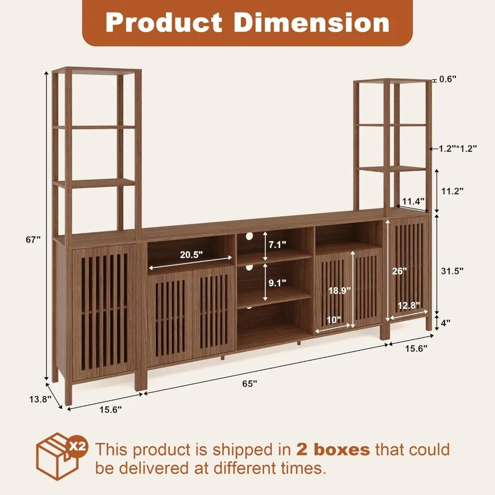مجموعة أرفف كتب حديثة بطول 67 مع خزانة تخزين، مثالية لغرفة النوم وغرفة المعيشة والمكتب والمكتبة المنزلية #4