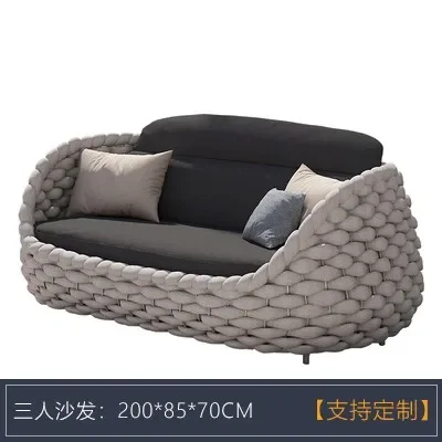 Nordic outdoor rattan sofa designer courtyard garden terrace balcony leisure rattan chair sofa coffee table furniture