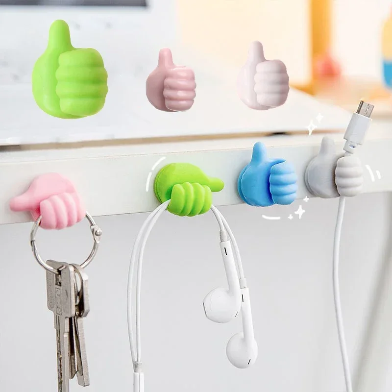 5pcs Silicone Thumb  Multifunctional Clip Wire Organizer Accessories  Holder Wall   Kitchen Bathroom Fixture