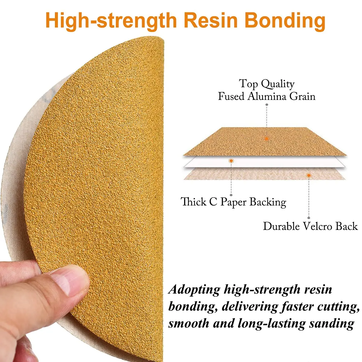 100pcs 6-Inch No-Hole Hook and Loop Sanding Discs 80-Grit Random Orbital Sandpaper for Automotive and Woodworking