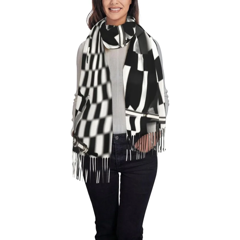 

Checkered Flags Race Flags Print Winter Scarf For Menâ€™s & Women's Winter Christmas Scarf For Women Scarves For Christmas Gift