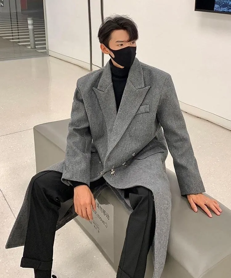 

Пальто из шерстяной смеси, серое, для мужчин, молодежи, подростков, юношей, в современном стиле, повседневное, стильное, нейтральное