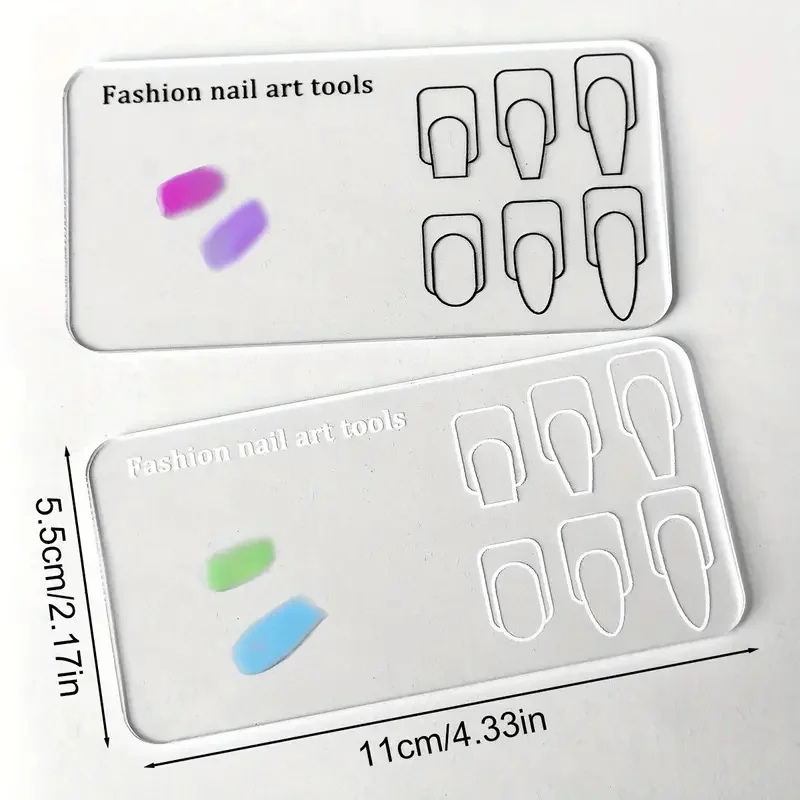 1/2PCS Reusable Acrylic Nail Art Practice Board Gel Mixing Palette Nail Shape Training Plate Color Testing Tool For Manicure