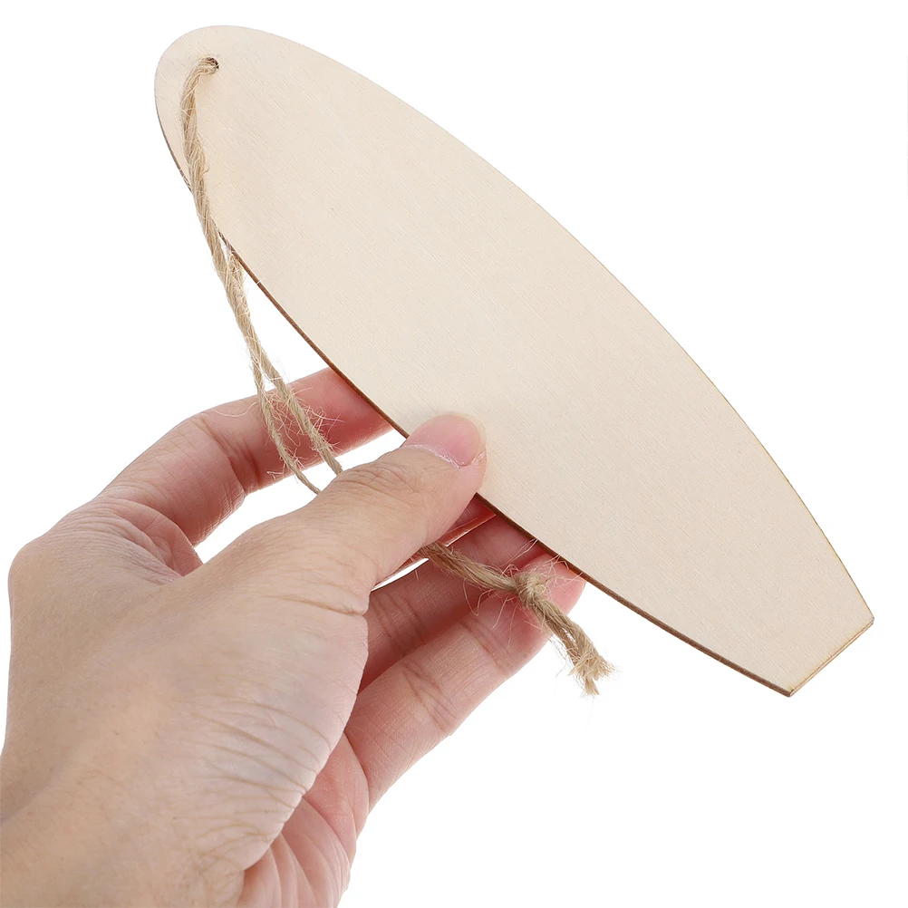 20개 블랭크 서핑보드 모양 나무 장식품, DIY 비치 스타일 공예품, 실내외 해안 테마 장식 기념품