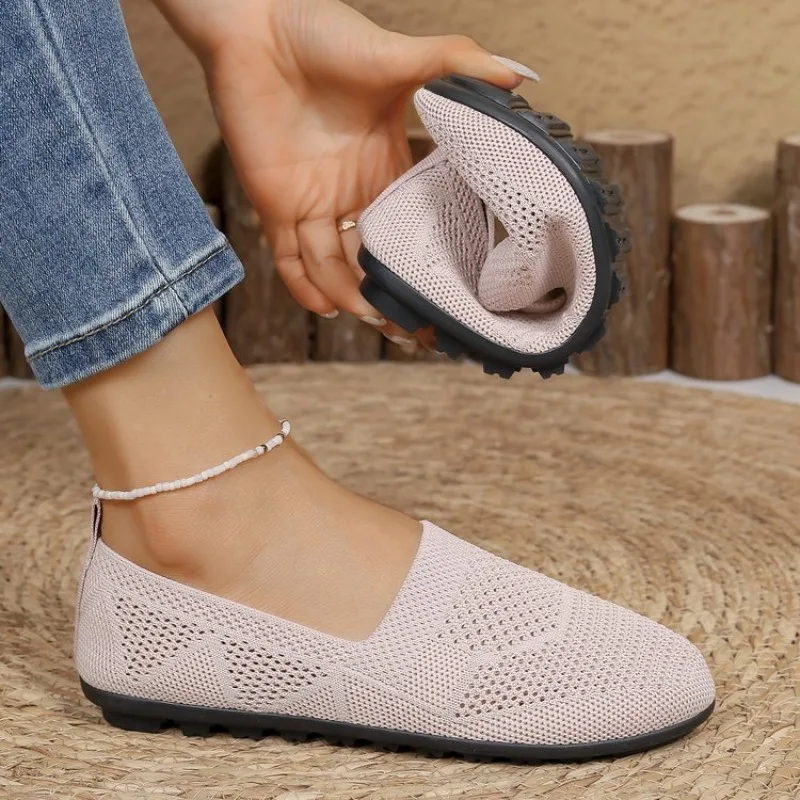 

Women's Slip On Solid Color Shoes Summer Fashion Mesh Breathable Casual Shoes Walking Non Slip Platform Sandals Flats Loers 42