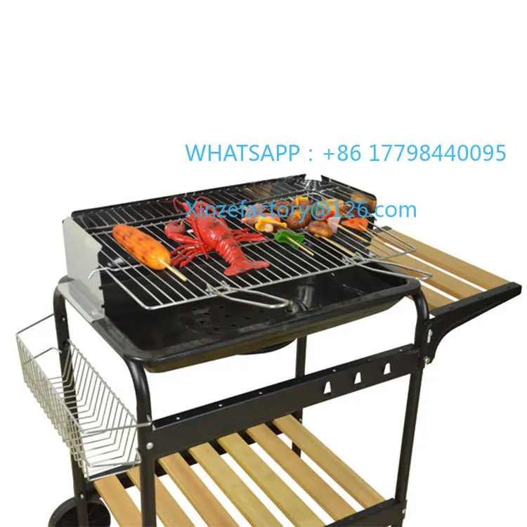 

Настраиваемый уличный мобильный гриль для барбекю, терраса, двор, большой ролик для барбекю, гриль для барбекю, двор, уголь