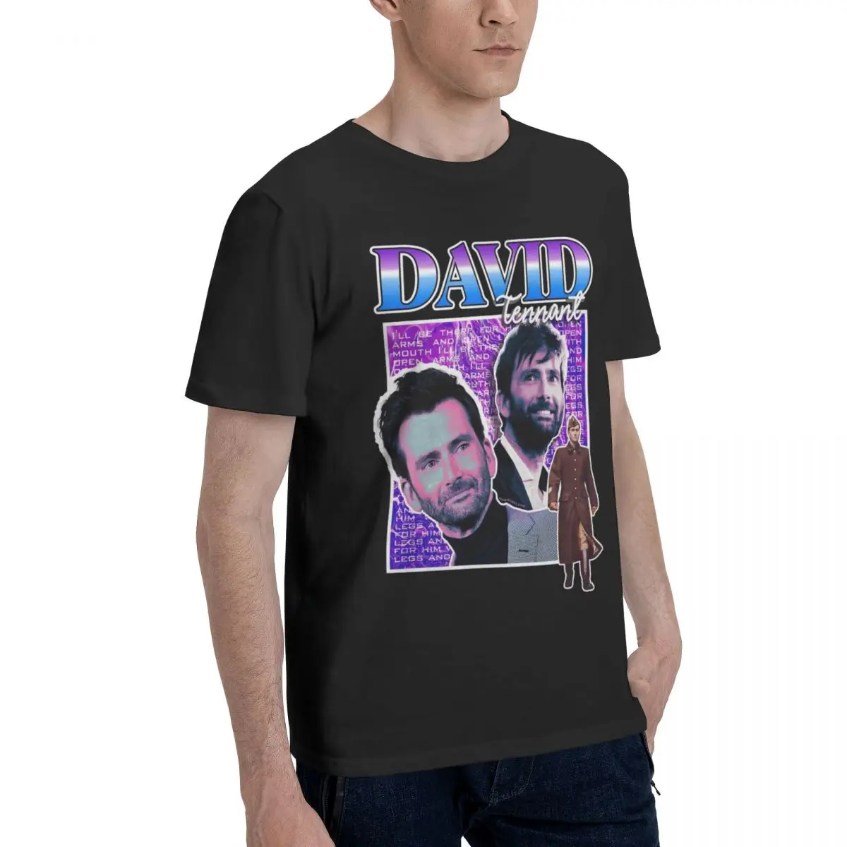 David Tennants Street Style Collage T Shirts for Men 100% Cotton Crazy T-Shirts Crewneck Tee Shirt Short Sleeve Clothing Summer