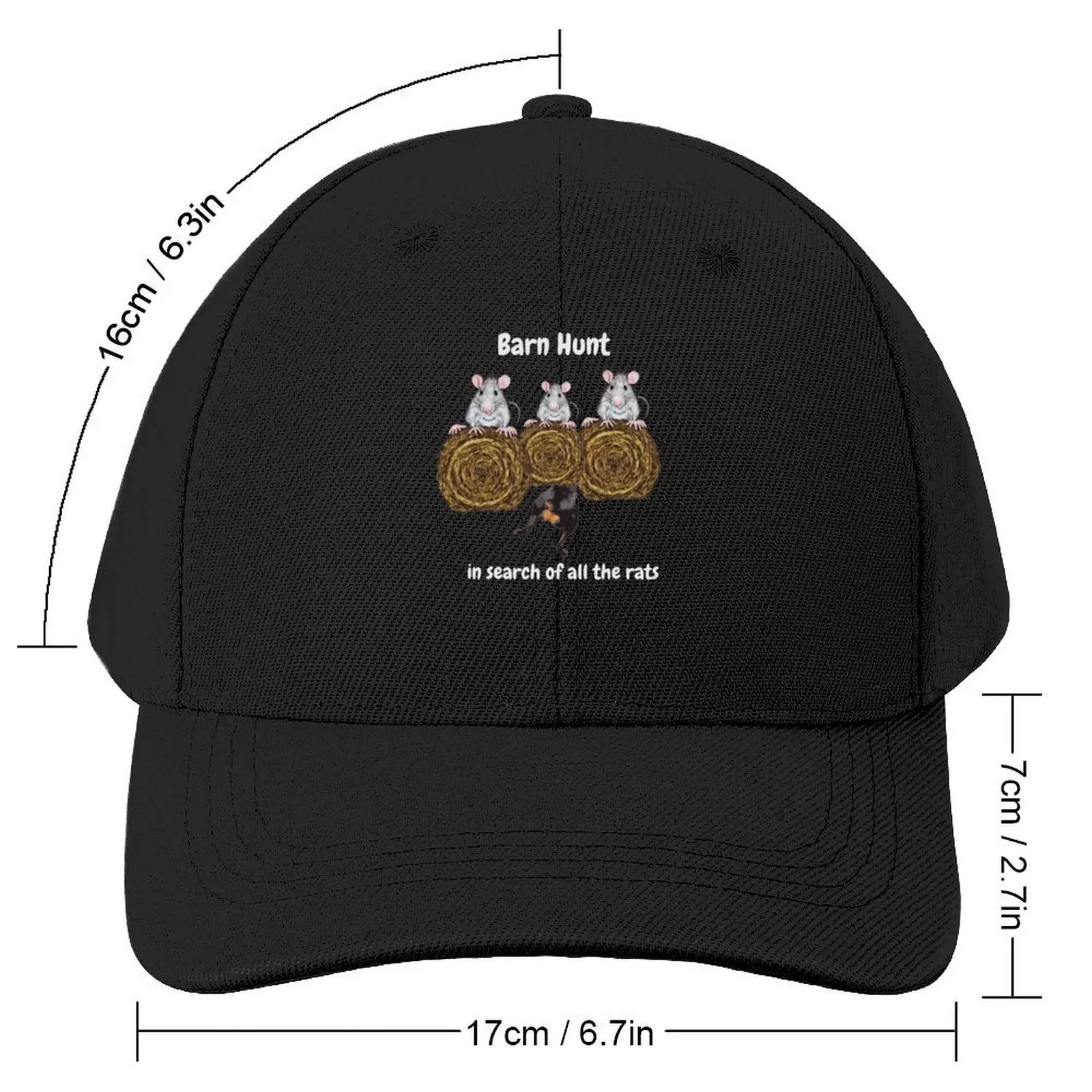 Funny Barn Hunt - in search of all the rats with a Docked Tail Rottweiler Baseball Cap black Ball Cap Men Women's